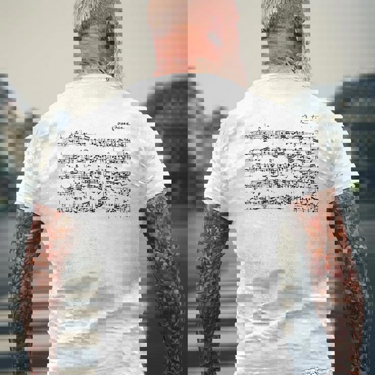 バッハ チェロ スイーツ クーランテ チェリスト メンズTシャツ バックプリント 高齢者への贈り物