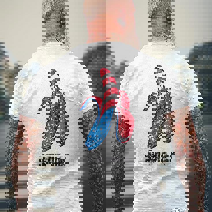 バナナ アメリカ国旗 パトリオット アメリカ パーティー ファニー フルーツ リパブリック メンズTシャツ バックプリント 高齢者への贈り物