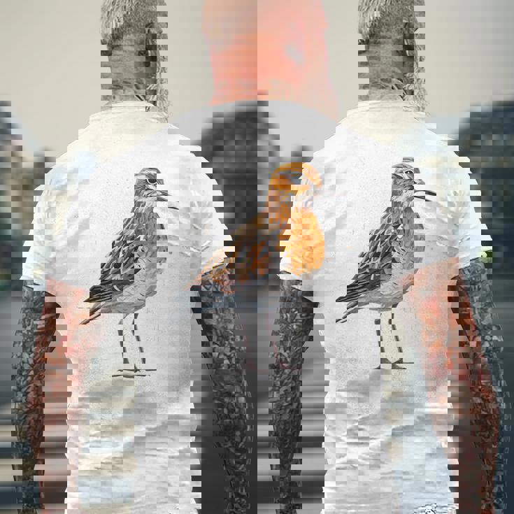 バフブレストのサンドパイパー幾何学模様のパッテンアート、かわいい鳥好き。 メンズTシャツ バックプリント 高齢者への贈り物