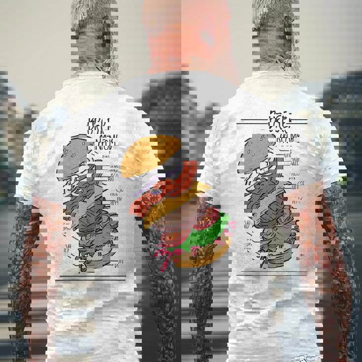 バーガー 解剖 成分 チーズバーガー ハンバーガー パテ メンズTシャツ バックプリント 高齢者への贈り物