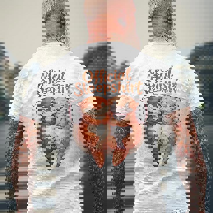 パジャマ バレンタイン カワウソ ラブ メンズTシャツ バックプリント 高齢者への贈り物