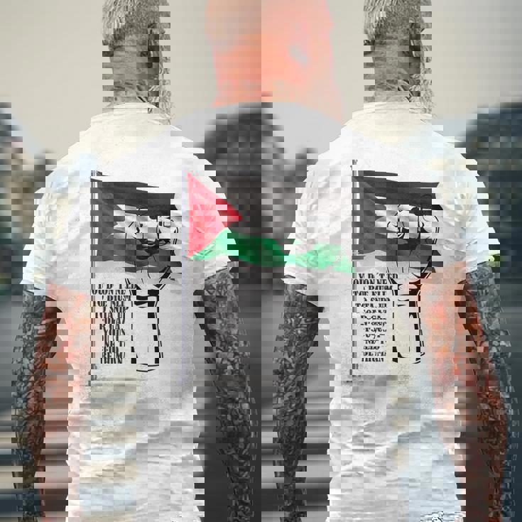 パレスチナフリーパレスチナフリーガザパレスチナ国旗 メンズTシャツ バックプリント 高齢者への贈り物