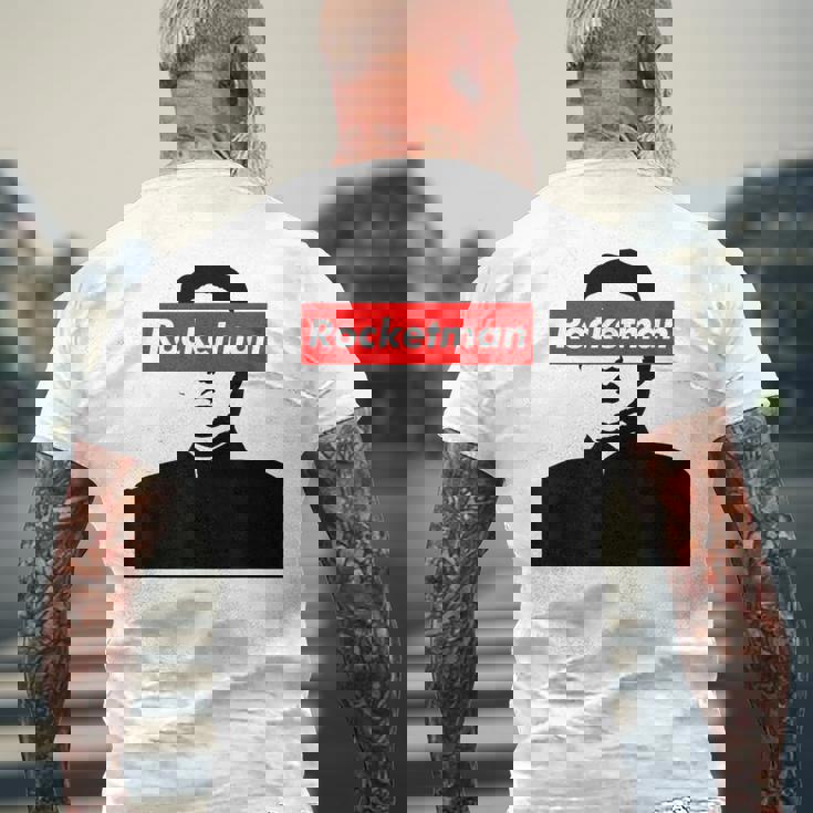 パロディ Kim Jung Un Rocketman ボックスロゴtシャツ メンズTシャツ バックプリント 高齢者への贈り物