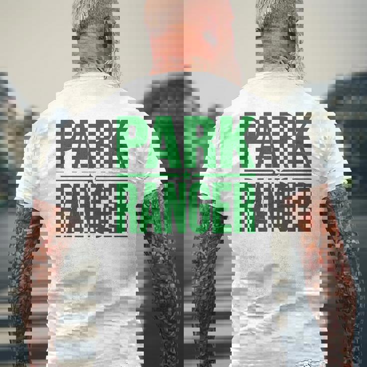 パークレンジャーパークランドワイルドライフフォレスト法執行機関 メンズTシャツ バックプリント 高齢者への贈り物