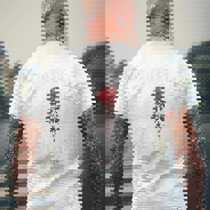 ヒップホップ アーバン ヴィンテージ ヒップスター Y2k バックプリント ストリートウェア ローズ メンズTシャツ バックプリント 高齢者への贈り物