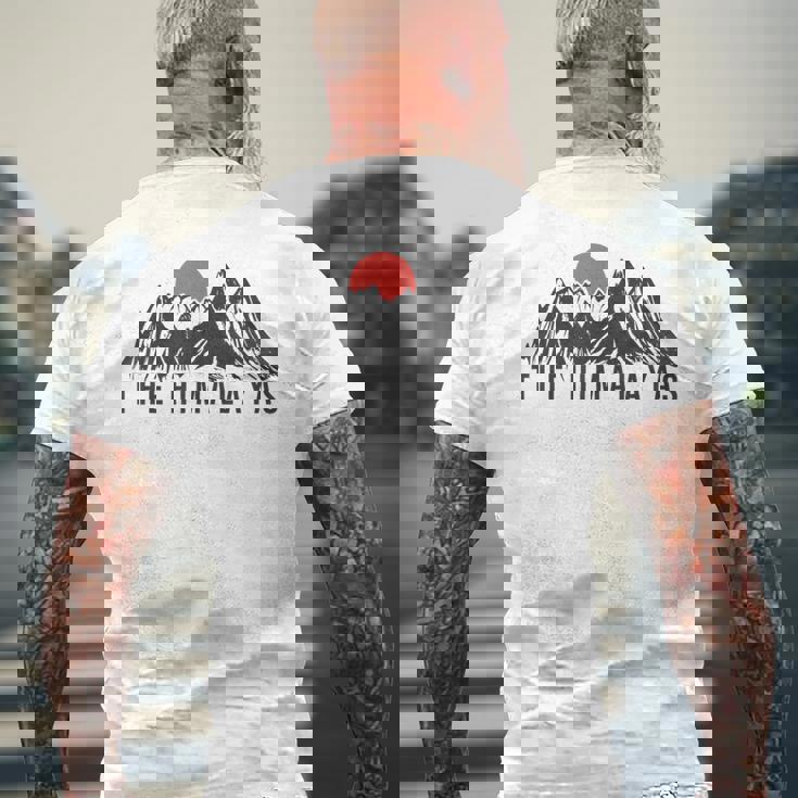 ヒマラヤ ネパール ブータン インド エベレスト メンズTシャツ バックプリント 高齢者への贈り物