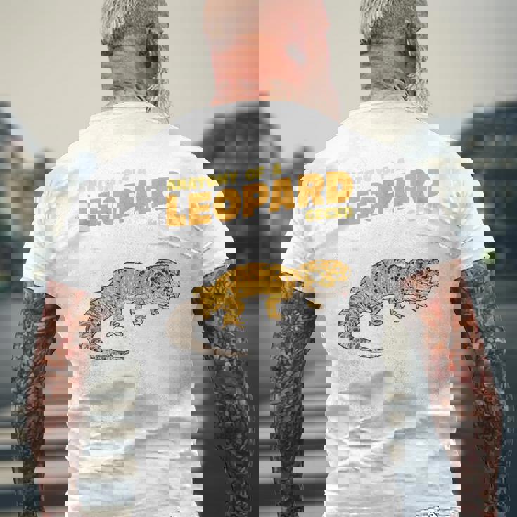 ヒョウ爬虫類ヤモリの解剖学 メンズTシャツ バックプリント 高齢者への贈り物