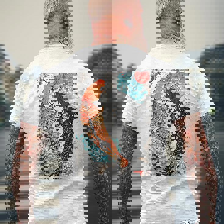 ビンテージ グラフィティ 錦鯉 魚 鯉 長袖tシャツ メンズTシャツ バックプリント 高齢者への贈り物