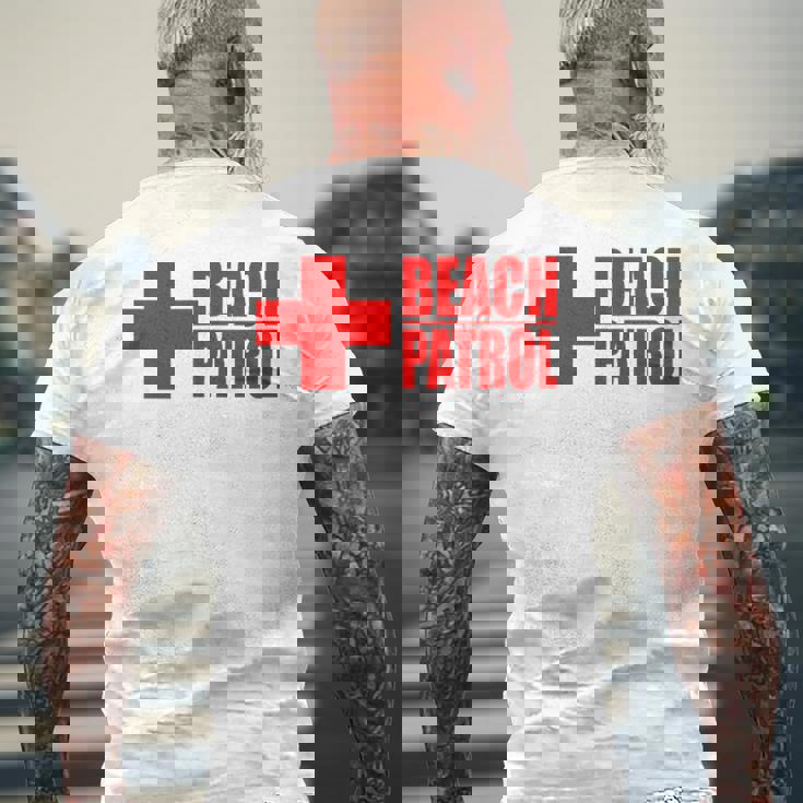 ビーチパトロール ライフガード サーフ レスキュー メンズTシャツ バックプリント 高齢者への贈り物