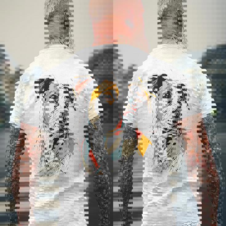 ピットブル 抽象 ペット お絵かき イラスト 動物 ピットブル メンズTシャツ バックプリント 高齢者への贈り物