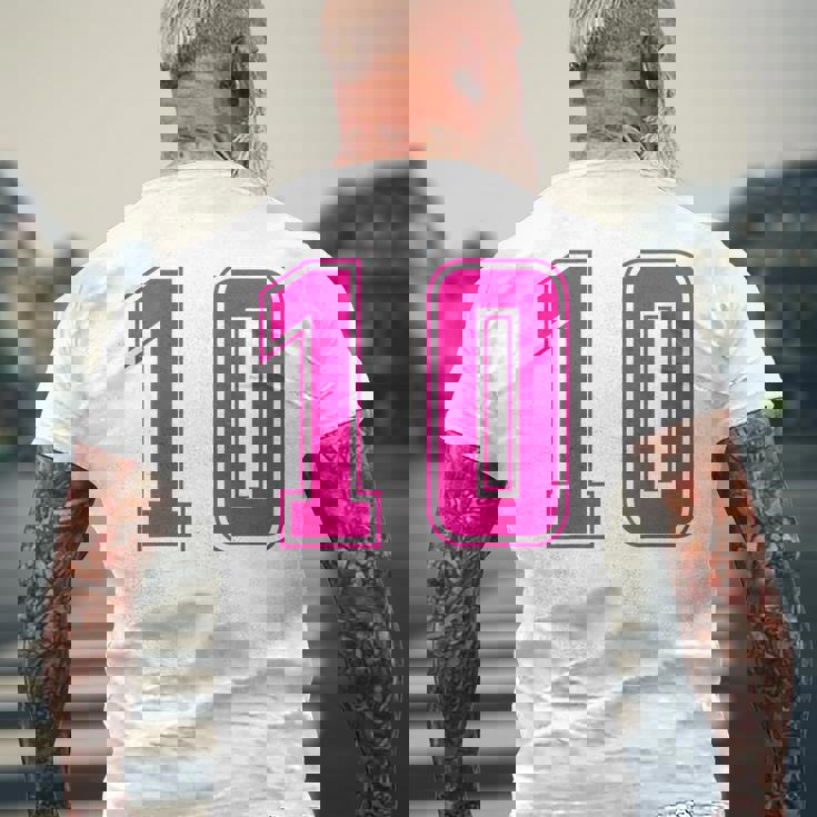 ピンク色背番号 10 チーム短大スポーツピンク色背番号付きユニフォーム メンズTシャツ バックプリント 高齢者への贈り物