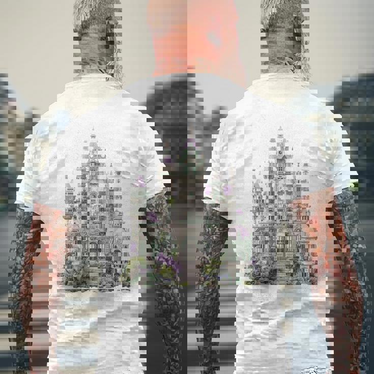 ファンタジーゴシックヴィクトリア朝の城 長袖tシャツ メンズTシャツ バックプリント 高齢者への贈り物