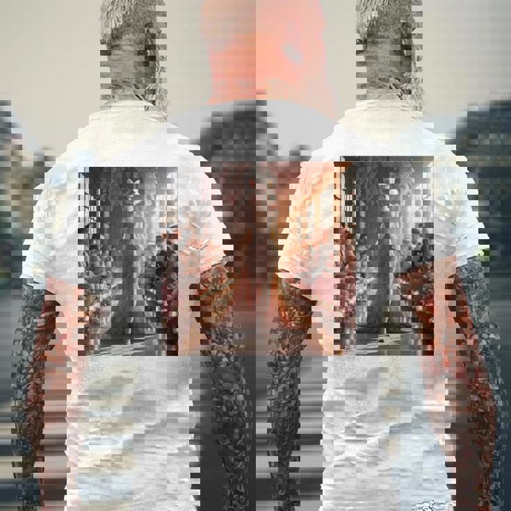 ファンタジー表彰台 美しい猫 長袖tシャツ メンズTシャツ バックプリント 高齢者への贈り物