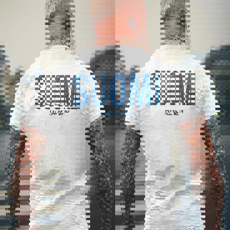 フィンランド スオミ ホッケー アンティーク調 ヴィンテージ レトロ メンズTシャツ バックプリント 高齢者への贈り物