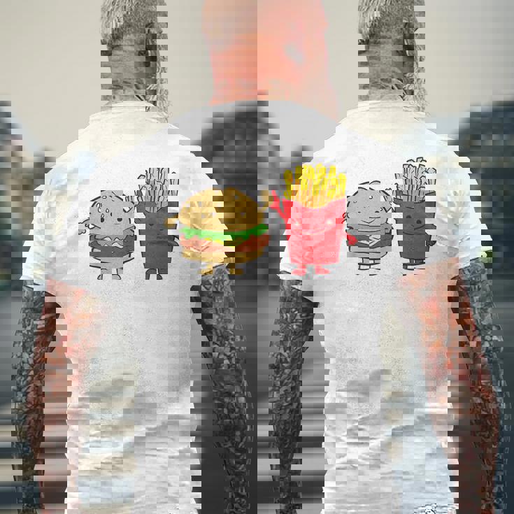 フライドポテト ハンバーガー チーズバーガー 友達 ファストフード フライドポテト メンズTシャツ バックプリント 高齢者への贈り物