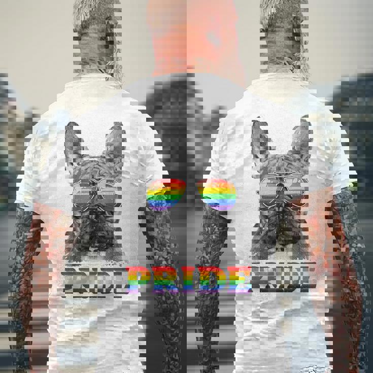 フレンチブルドッグ ゲイプライド Lgbt レインボーフラッグ サングラス Lgbtq メンズTシャツ バックプリント 高齢者への贈り物