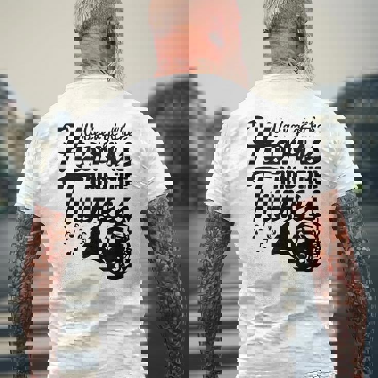 フレンチホルン ダブルホルン メンズTシャツ バックプリント 高齢者への贈り物