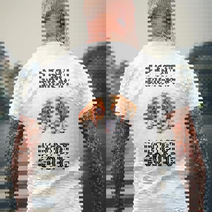 ブリタニー・スパニエル犬を連れて行けないなら行かない メンズTシャツ バックプリント 高齢者への贈り物