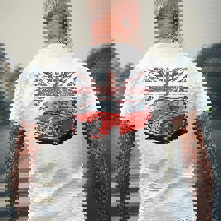 ブリティッシュクラシックカー レッドミニスポーツカー メンズTシャツ バックプリント 高齢者への贈り物