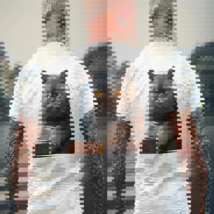 ブリティッシュショートヘア猫猫ママ猫ママかわいい猫 長袖tシャツ メンズTシャツ バックプリント 高齢者への贈り物