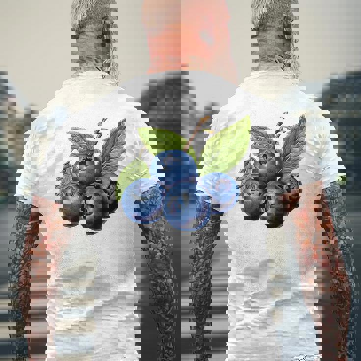 ブルーベリー愛好家のためのブルーベリーデザイン メンズTシャツ バックプリント 高齢者への贈り物