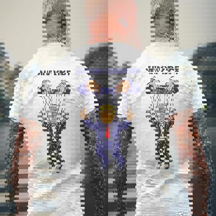 プーチンの操り人形トランプはロシアの資産政治パロディです メンズTシャツ バックプリント 高齢者への贈り物