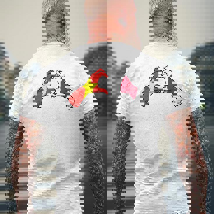 ベトナム日本国旗 ベトナムの日本のハート メンズTシャツ バックプリント 高齢者への贈り物