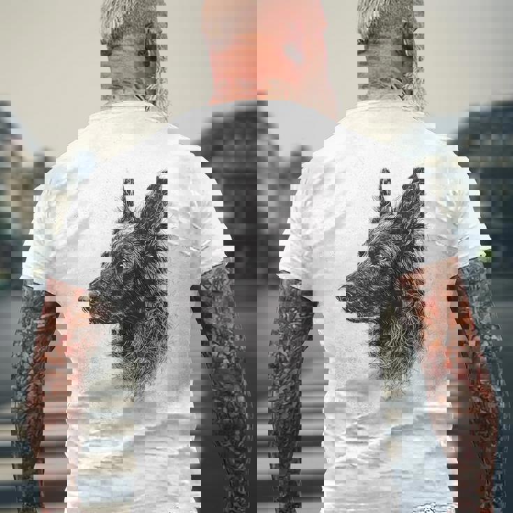 ベルギーシェパード 犬 グラフィック ペットアート ベルギーシェパード メンズTシャツ バックプリント 高齢者への贈り物