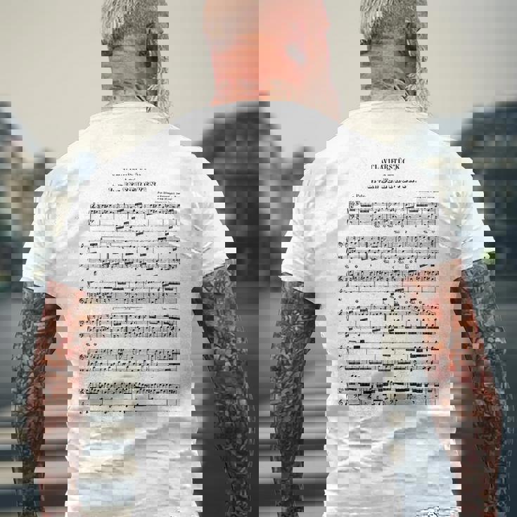 ベートーヴェン 楽譜 ピアノ ピアニスト メンズTシャツ バックプリント 高齢者への贈り物