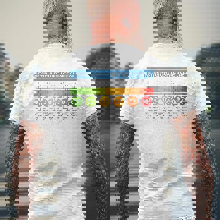 ペインスケール 安静時ナースフェイススケール ナースムード メンズTシャツ バックプリント 高齢者への贈り物