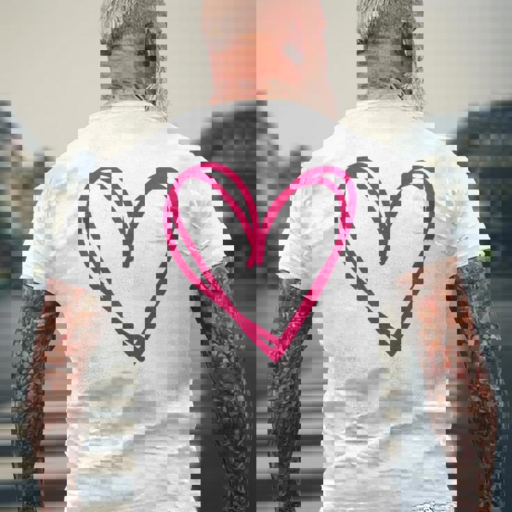 ホットピンクハート メンズTシャツ バックプリント 高齢者への贈り物