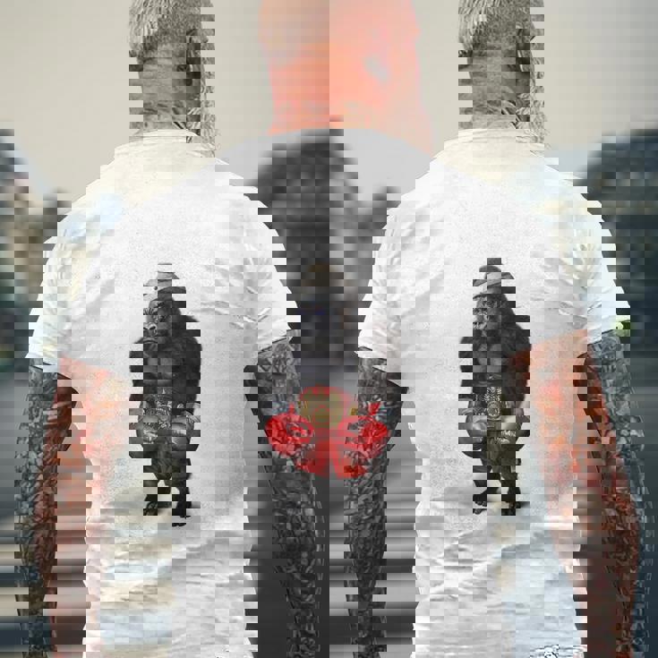 ボクシング チャンピオン ゴリラ ボクサーファイター メンズTシャツ バックプリント 高齢者への贈り物