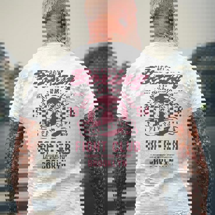 ボクシングクラシックヘビー級ファイトクラブ名門アカデミーボクシング メンズTシャツ バックプリント 高齢者への贈り物