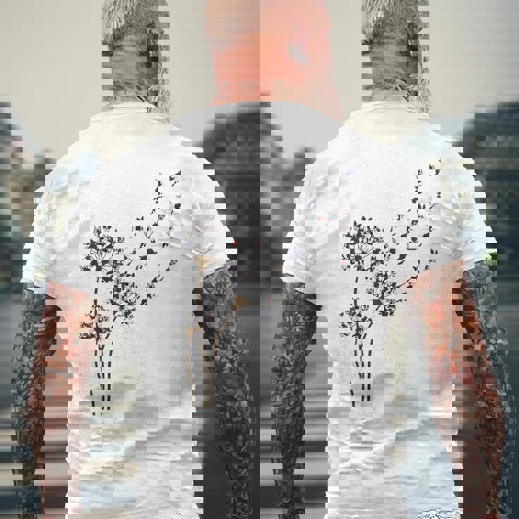 ボストンテリア フラワー フライ タンポポ 面白い 犬好き 犬 お父さん メンズTシャツ バックプリント 高齢者への贈り物