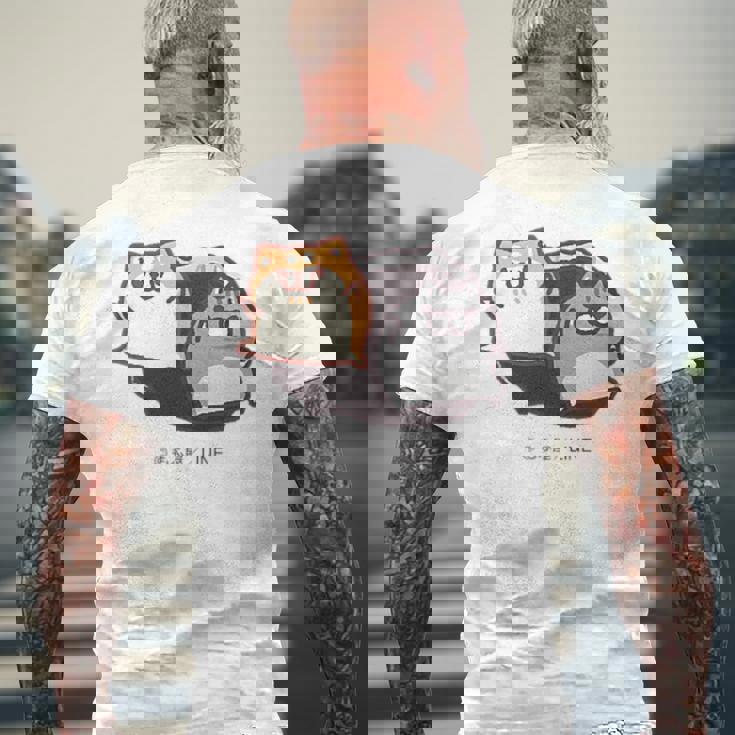 ボンレス犬とボンレス猫 参上 メンズTシャツ バックプリント 高齢者への贈り物