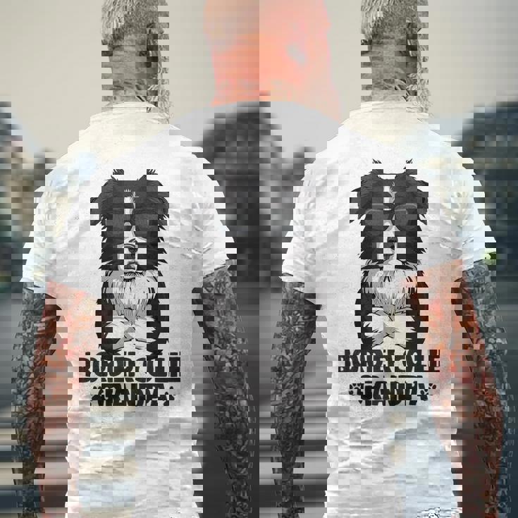 ボーダーコリー 犬 おじいちゃん メンズTシャツ バックプリント 高齢者への贈り物