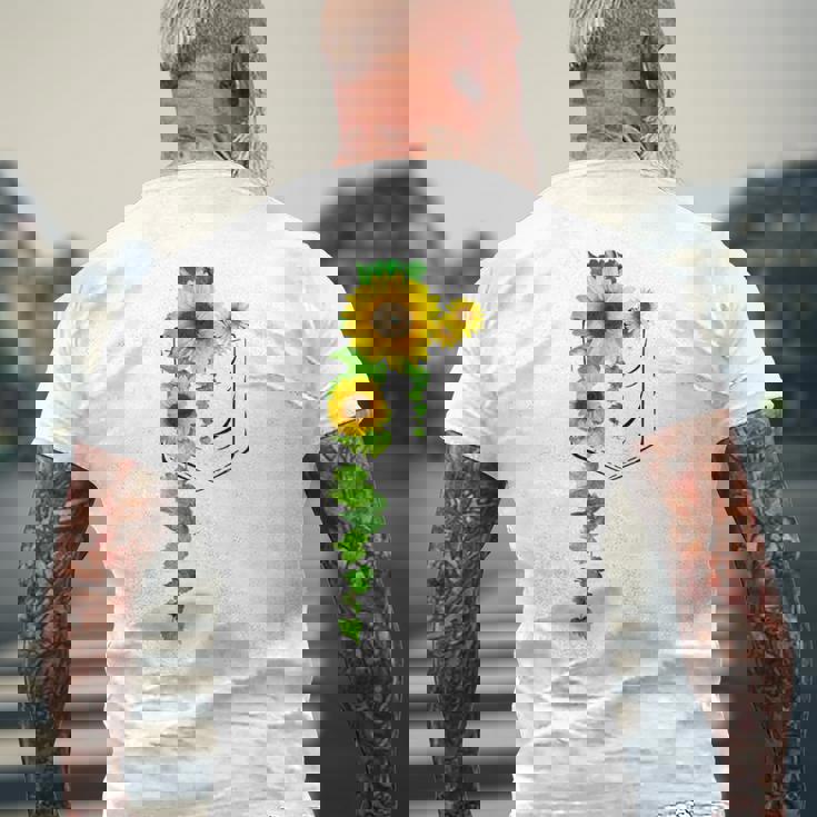 ポケットに入ったかわいいひまわり クリスマスギフト メンズTシャツ バックプリント 高齢者への贈り物