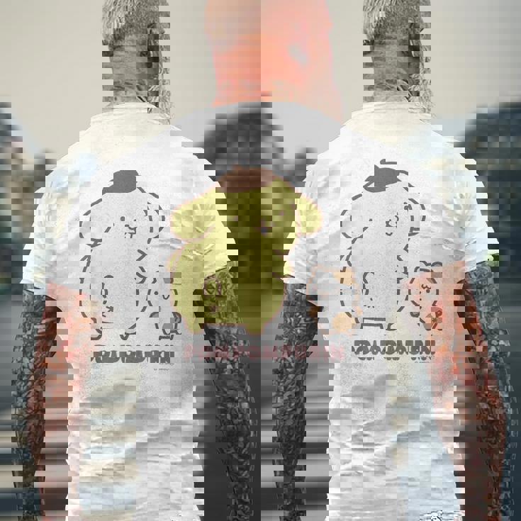 ポムポムプリン ふりむき ライトカラー メンズTシャツ バックプリント 高齢者への贈り物