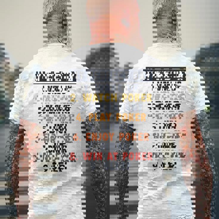 ポーカー パーフェクトデイ ポーカーハンド テキサスホールデムプレーヤー ポーカー メンズTシャツ バックプリント 高齢者への贈り物