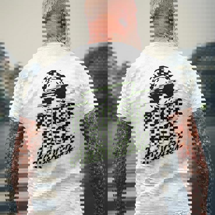 ポーカーフェイス活性化テキサスホールデムポーカーカード愛好家。 メンズTシャツ バックプリント 高齢者への贈り物