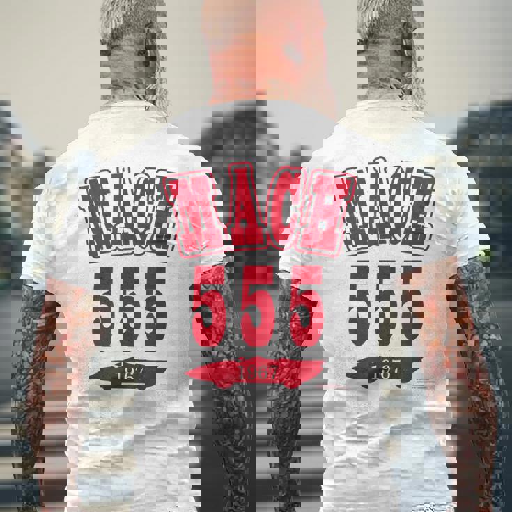 マッハgogogo カレッジデザイン メンズTシャツ バックプリント 高齢者への贈り物