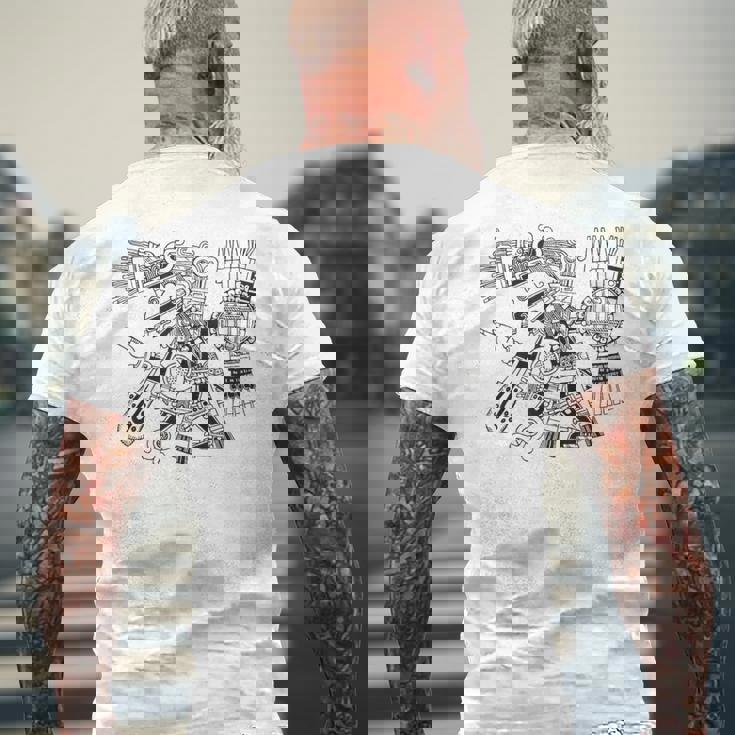 マヤの守護神テスカトリポカの戦士アステカインディアンメキシコ メンズTシャツ バックプリント 高齢者への贈り物