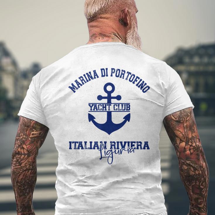 マリーナ・ディ・ポルトフィーノ イタリアン リビエラ ヨットクラブ ボートバケーション メンズTシャツ バックプリント 高齢者への贈り物