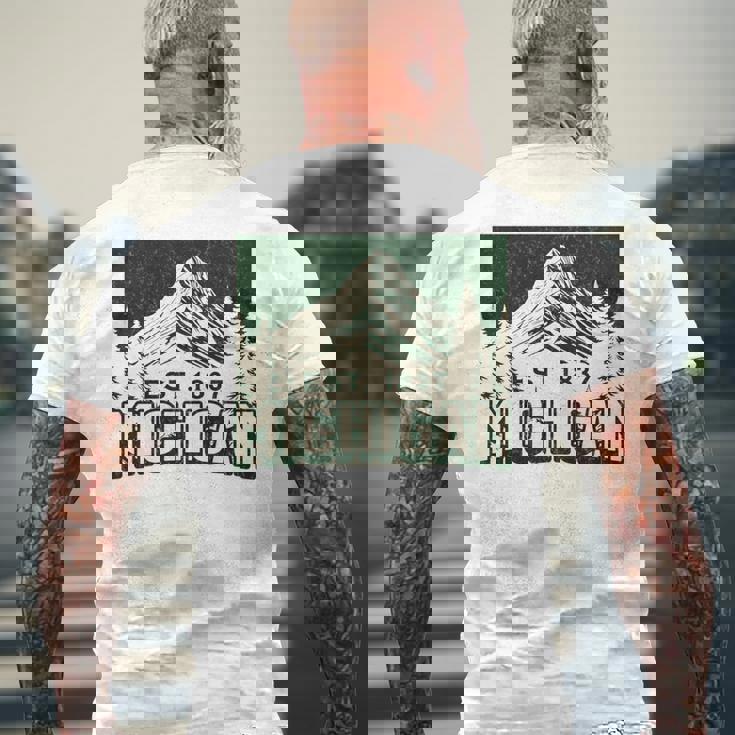 ミシガン 長袖tシャツ メンズTシャツ バックプリント 高齢者への贈り物