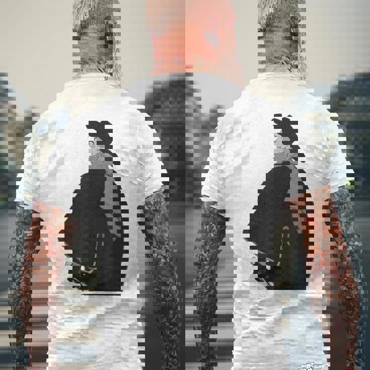 ミステリアスなクロークドクラシック紳士ヴィンテージノワールスタイル メンズTシャツ バックプリント 高齢者への贈り物