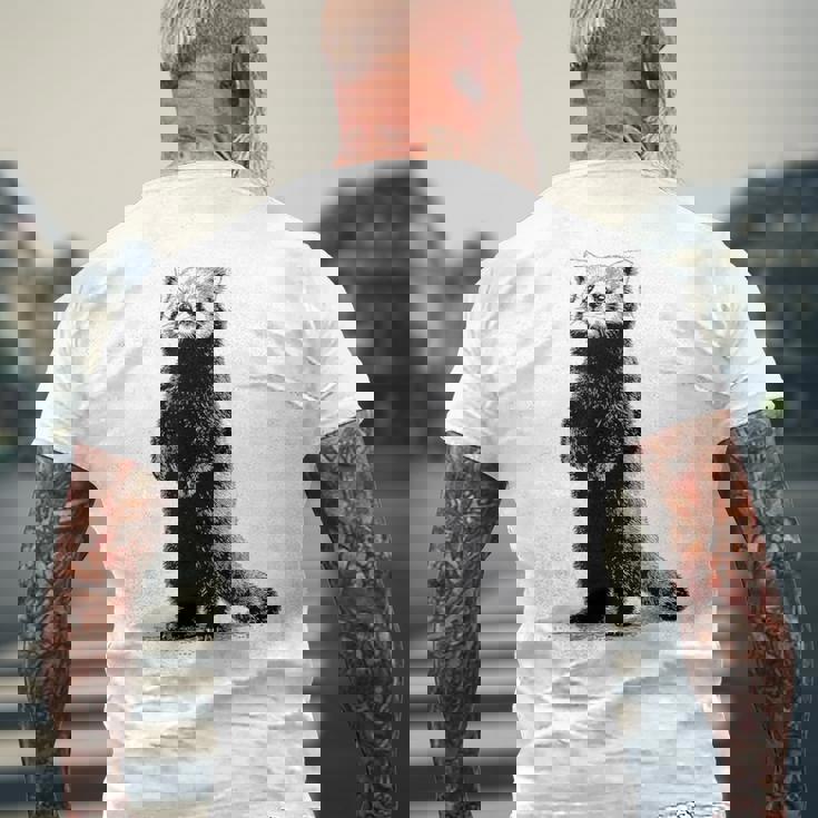 ミニマリストデザインのレッサーパンダ メンズTシャツ バックプリント 高齢者への贈り物