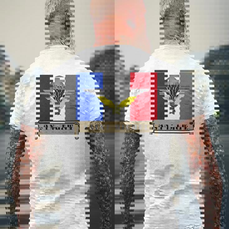 ミリタリー サンミッシェル 守護空挺部隊 フランス軍 長袖tシャツ メンズTシャツ バックプリント 高齢者への贈り物