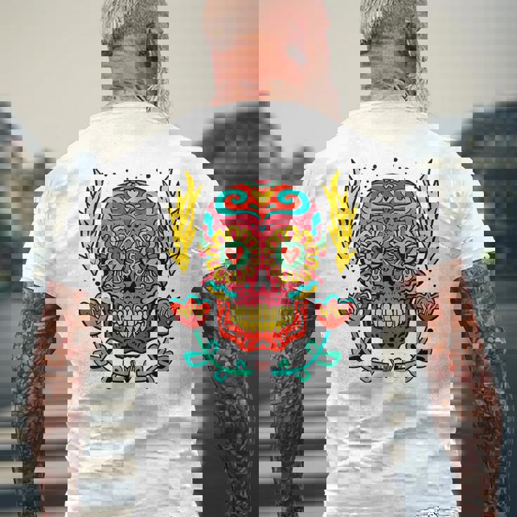 メキシカンホリデー カーニバル マスク カラフル スカル メンズTシャツ バックプリント 高齢者への贈り物