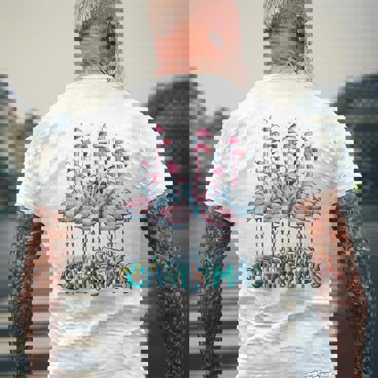 メリークリスマス フラミンゴスクワッド トロピカルスタイル 長袖tシャツ メンズTシャツ バックプリント 高齢者への贈り物