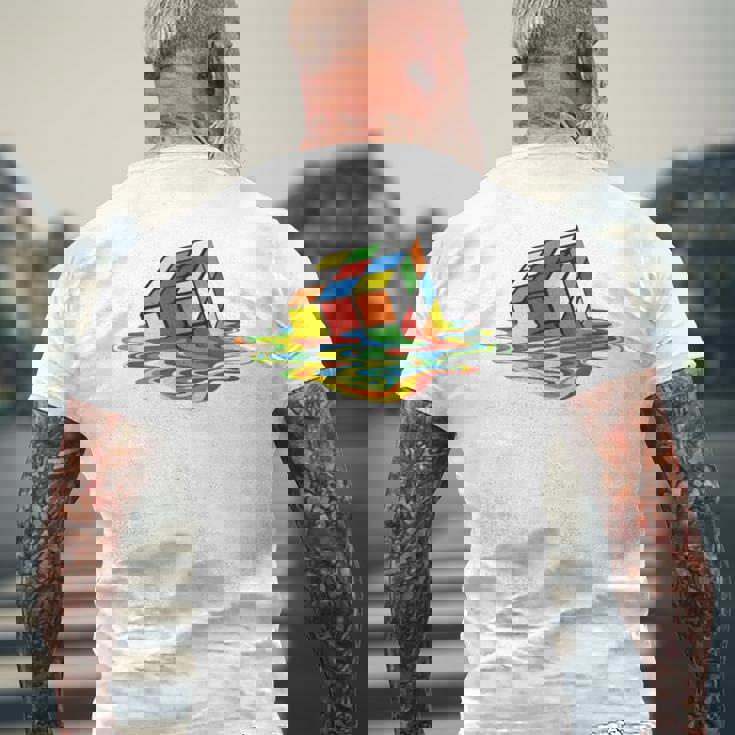 メルティング ルービックキューブ メンズTシャツ バックプリント 高齢者への贈り物